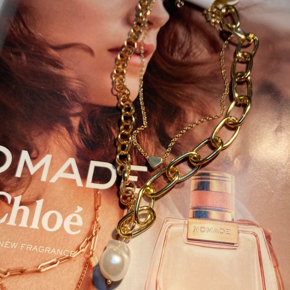 Gold Tone Baroque Double Chunky Chain Necklace - Picture 5 of 5